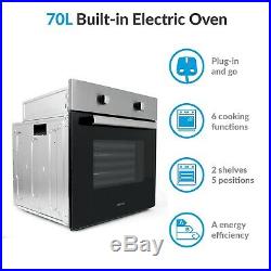 70 litre 6 Function Built in Static Electric Single Oven in Stainless Steel