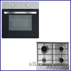 Cookology Single Electric Fan Forced Oven & 60cm Stainless Steel Gas Hob Pack