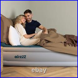 Double Inflatable High Raised Air Bed Mattress Airbed Built In Electric Pump