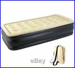 Inflatable High Raised Single Air Bed Mattress Airbed W Built In Electric Pump