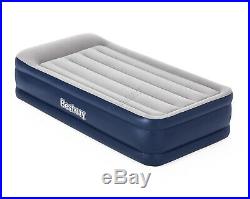 New Bestway Single Flocked Inflatable Air Bed With Built-in Pillow Electric Pump