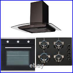 SIA 60cm Single Electric Fan Oven, Gas 4 burner Glass Hob And Curved Glass Hood