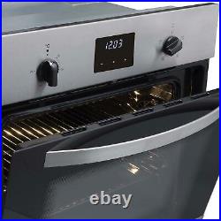 SIA 60cm Single Electric Oven, 4 Burner Gas Hob & Curved Glass Cooker Hood Fan