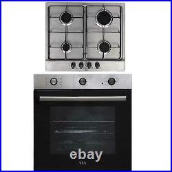 SIA 60cm Stainless Steel Electric Built-in Single Fan Oven & 4 Burner Gas Hob