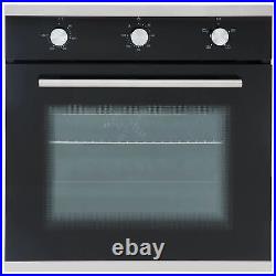 SIA Black Single Electric Oven, 5 Burner Gas On Glass Hob & Chimney Cooker Hood