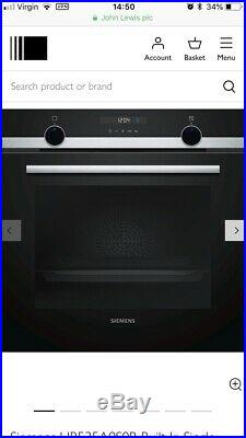 Siemens HB535A0S0B IQ-500 Built-In Electric Single Oven. 2 Year Warranty