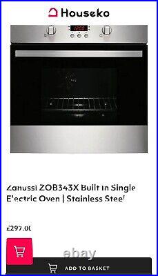 Zanussi ZOB343X Built In Single Electric Oven Stainless Steel